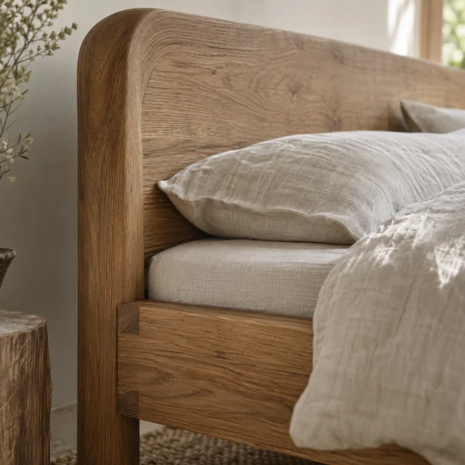 Holzverbindung am Bett